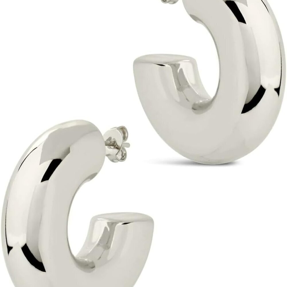 Waterproof chunky gold hoop earrings for women, 1.2-inch diameter, hypoallergeni